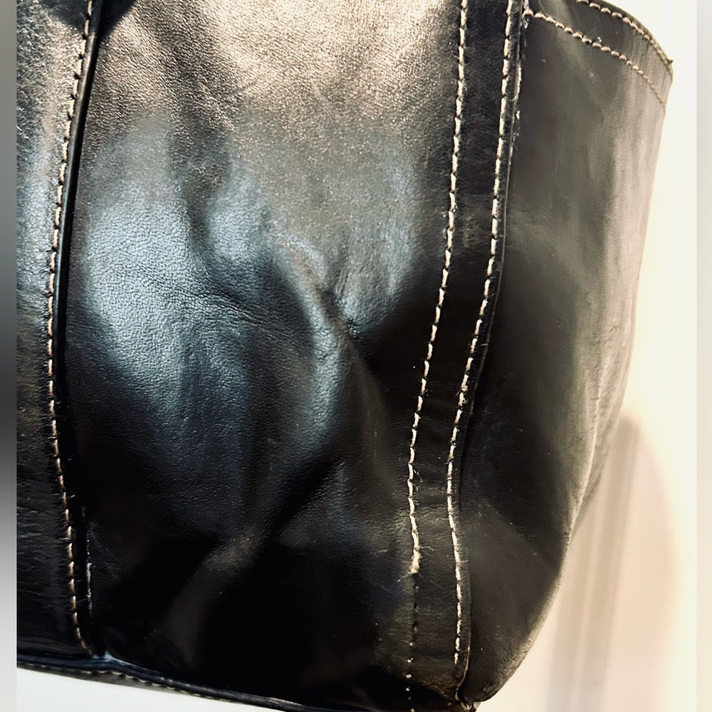 Fossil Black Leather Laptop Tote Bag - Picture 6 of 10